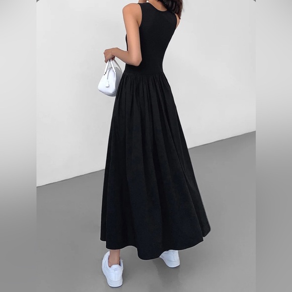 Commense Women's Leisure Crew Neck Maxi Dress Casual Sleeveless Black Sz XL - Picture 3 of 15